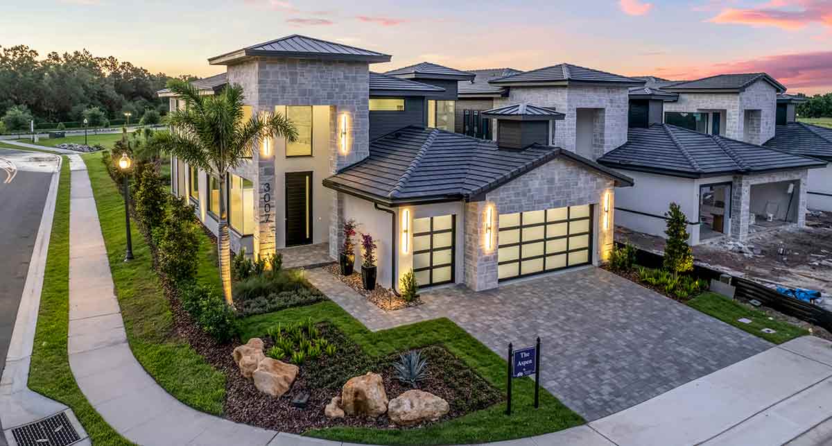 Aerial picture of a big and beautiful house